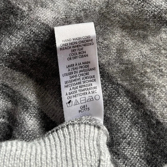Calvin Klein Gray Striped Long Sleeve V Neck Merino Wool Blend Sweater womens XL - Picture 7 of 11